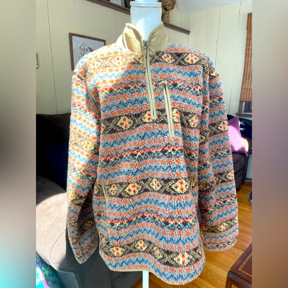 NWT Nordic Fair Isle sherpa-fleece half-zip pullover